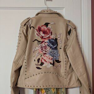 blank NYC beige faux leather moto jacket Medium